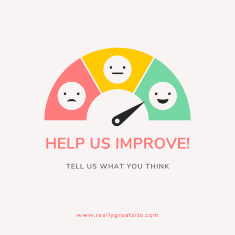 We want your feedback! Customer satisfaction, survey template design (1)